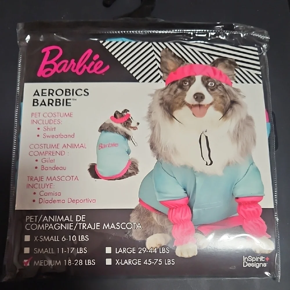 *HP* BARBIE AEROBICS BARBIE PET COSTUME: NEW WITH TAGS: SIZE MEDIUM (18-28 LBS)